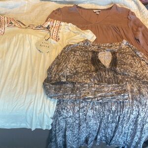 3 women shirts size L one short sleeve new with tag , two long sleeve, Knox rose
